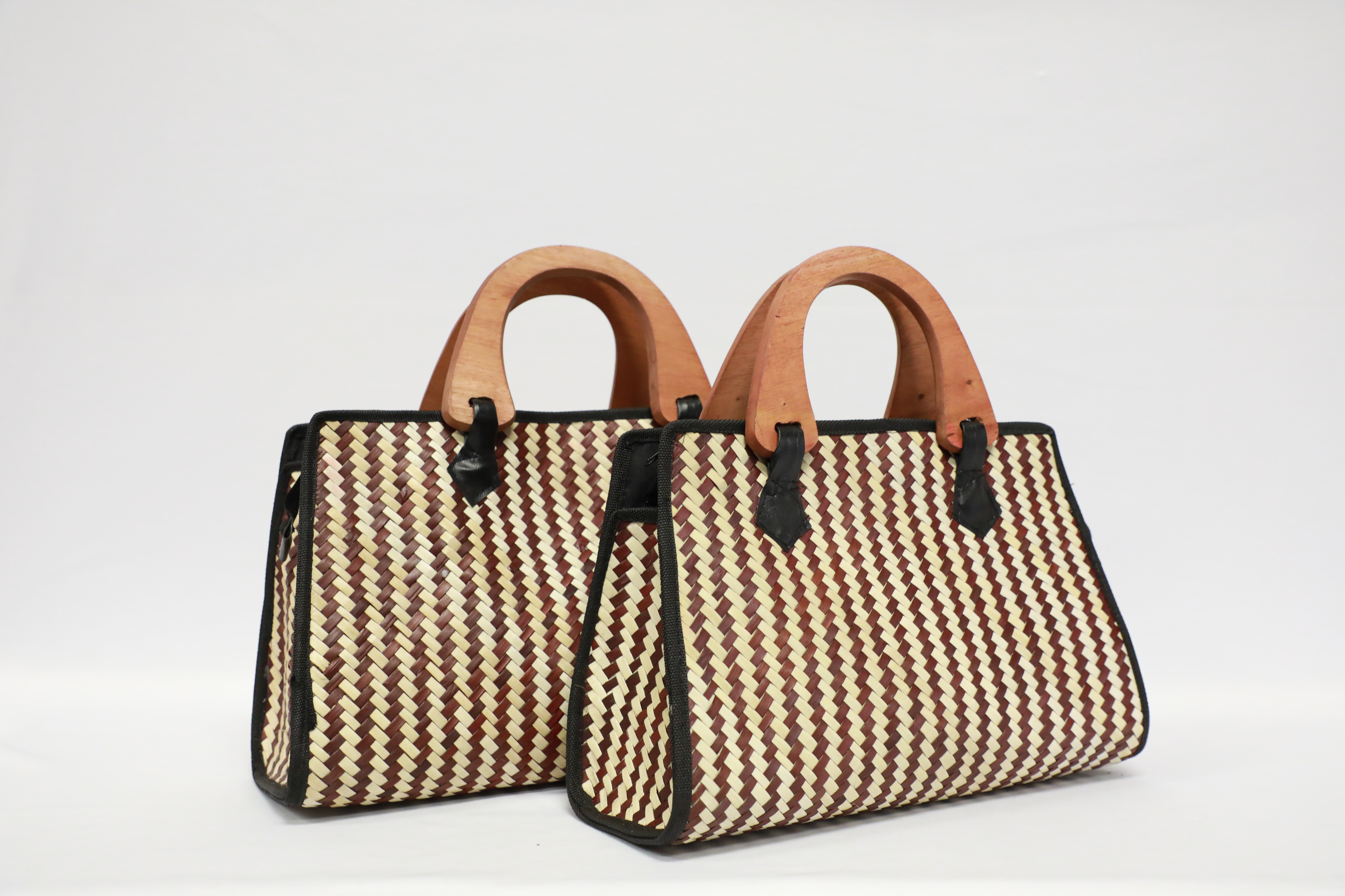 Lauhala S/2 Rect. bag two-tone (L) 16x10x5 (M) 15x9x4